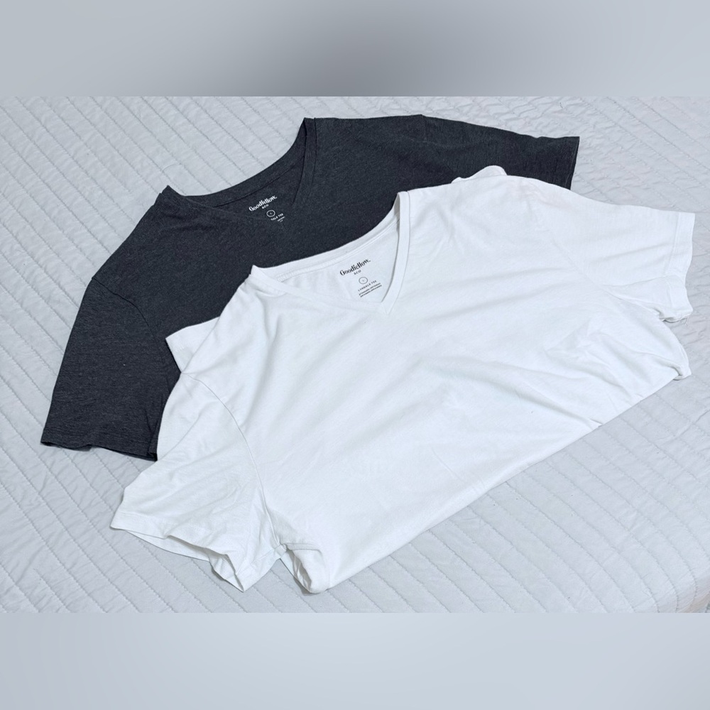 Goodfellow & Co V-Neck Tees in Charcoal and White NWOT